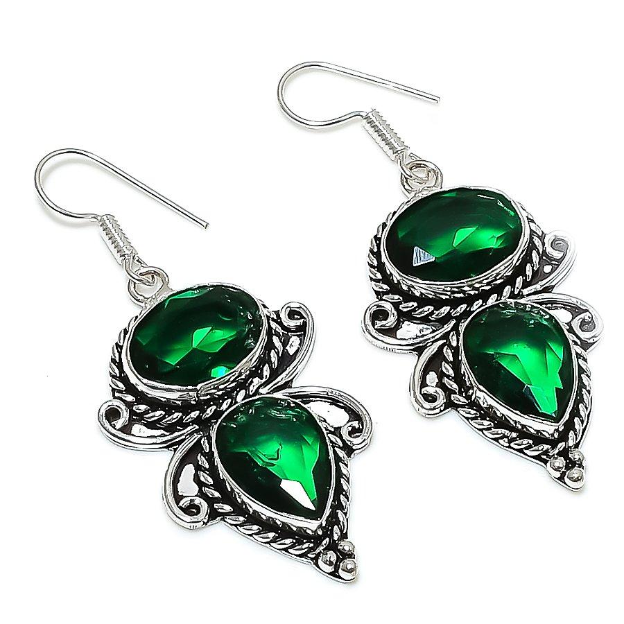 Серьги ручной работы в этническом стиле с хромдиопсидом, 2,17 дюйма, VM-331 
Серьги ручной работы в этническом стиле с хромдиопсидом, 2,17 дюйма, VM-331