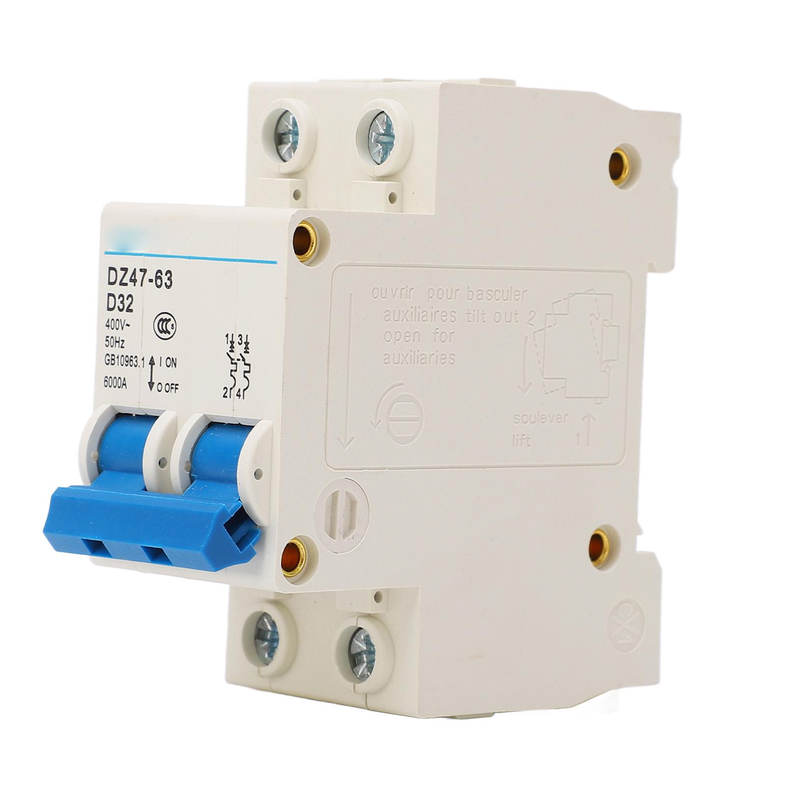 2P Miniature Circuit Breaker Compact DIN Rail Mounted Circuit Breaker Breaking Capacity 6000A 400V
2P Miniature Circuit Breaker Compact DIN Rail Mounted Circuit Breaker Breaking Capacity 6000A 400V