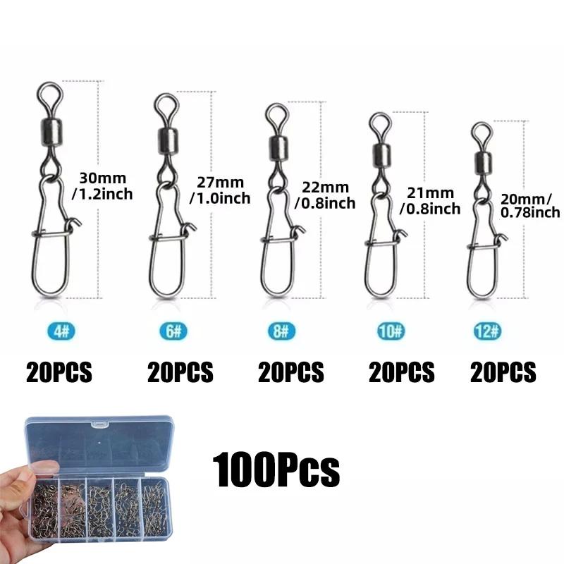 Stainless Steel Fishing Swivel Snaps 4#-12# Rolling Bearing Duo-Lock Connector Kit Saltwater Freshwater Lure Tackle 50-200Pcs
Stainless Steel Fishing Swivel Snaps 4#-12# Rolling Bearing Duo-Lock Connector Kit Saltwater Freshwater Lure Tackle 50-200Pcs