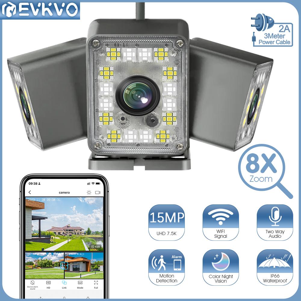15MP 4K Wireless WiFi Security Surveillance IP Camera with Triple Lens Triple Picture People Detection 8x Zoom 3M Power Cord Outdoor Waterproof CCTV
15MP 4K Wireless WiFi Security Surveillance IP Camera with Triple Lens Triple Picture People Detection 8x Zoom 3M Power Cord Outdoor Waterproof CCTV