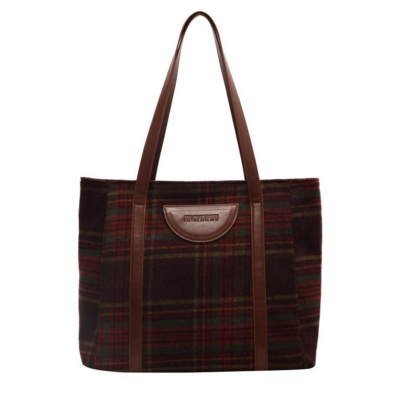 Жіноча сумка великої місткості Плед Контрастна вовняна сумка Сумка на плече червоний
Жіноча сумка великої місткості Плед Контрастна вовняна сумка Сумка на плече червоний