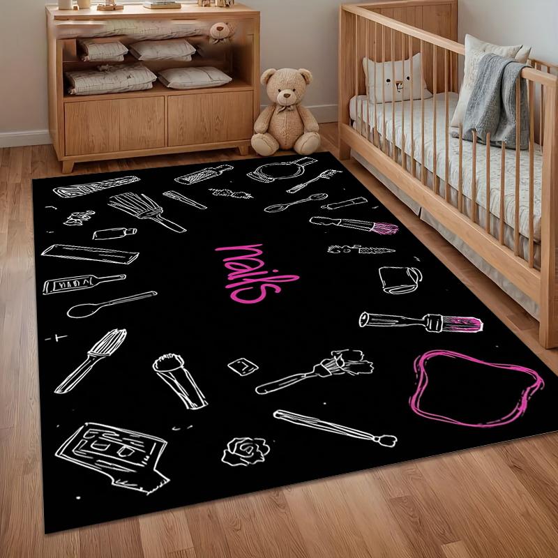 Nail Themed Area Rug Black Pink Non Slip Stain-resistant Floor Mat for Makeup Room & Bedroom Nail Studio Carpet Minimalist 40x60CM
Nail Themed Area Rug Black Pink Non Slip Stain-resistant Floor Mat for Makeup Room & Bedroom Nail Studio Carpet Minimalist 40x60CM