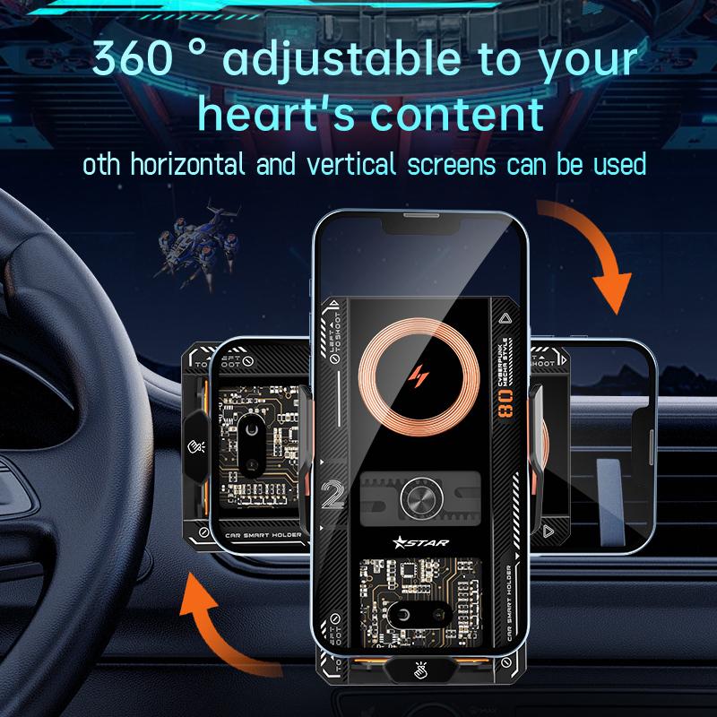 T9 Mecha Style Magnetic Charging Auto-Clamping Wireless Car Charger Phone Holder Black
T9 Mecha Style Magnetic Charging Auto-Clamping Wireless Car Charger Phone Holder Black