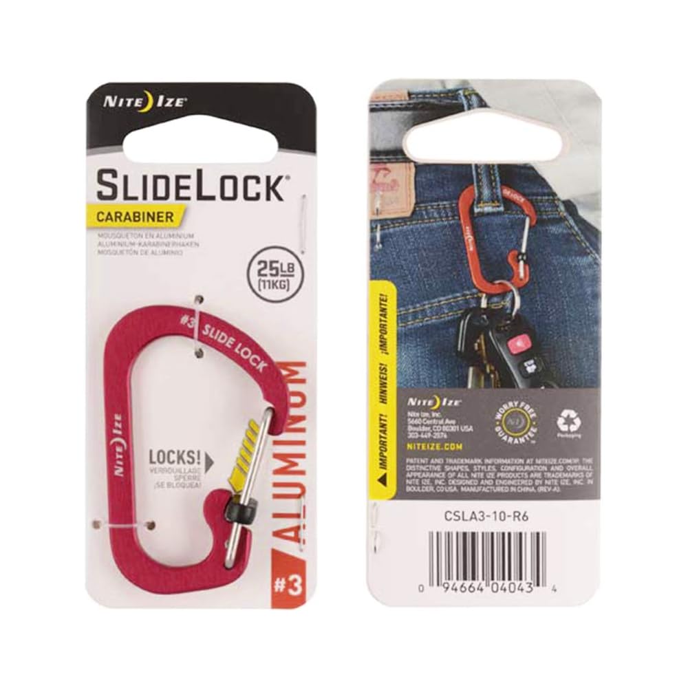 Nite Ize SlideLock Aluminum Carabiner #3 Lightweight Red 10g
Nite Ize SlideLock Aluminum Carabiner #3 Lightweight Red 10g