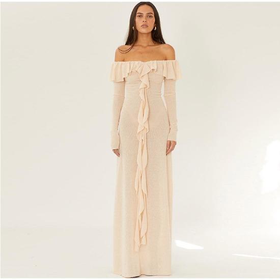 2023 Осень Новое сексуальное облегающее платье с открытыми плечами и длинными рукавами 
2023 Осень Новое сексуальное облегающее платье с открытыми плечами и длинными рукавами