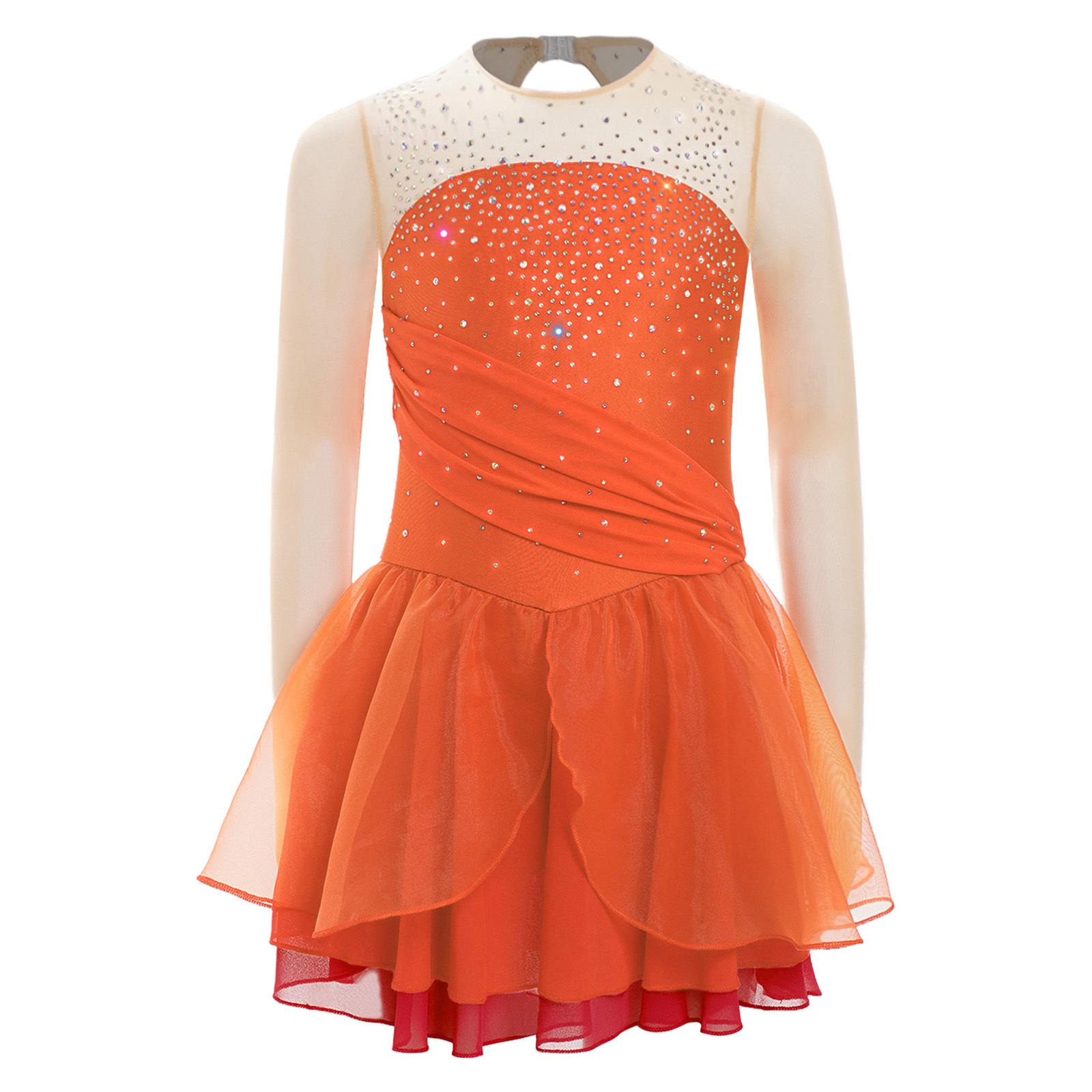 Girls Figure Skating Performance Costume Glittery Rhinestones Lyrical Dance Dress Sheer Mesh Long Sleeves Dancewear 5-6 Years помаранчевий
Girls Figure Skating Performance Costume Glittery Rhinestones Lyrical Dance Dress Sheer Mesh Long Sleeves Dancewear 5-6 Years помаранчевий
