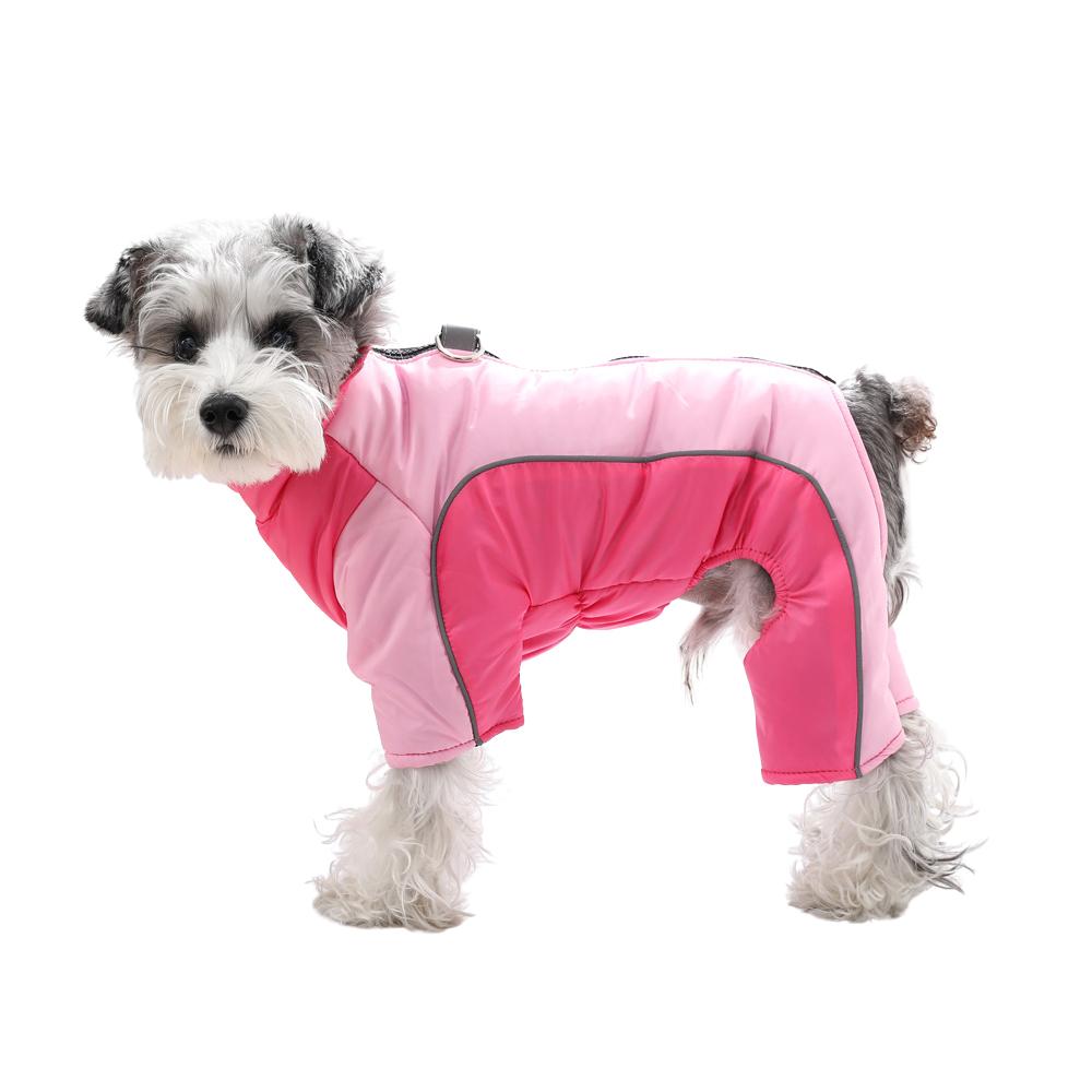 Зимние комбинезоны для собак средних и маленьких пород, кошек, ветрозащитная, водонепроницаемая, теплая одежда для щенков с D-образным кольцом, светоотражающая, эластичная куртка для домашних животных, пальто для шнауцеров S