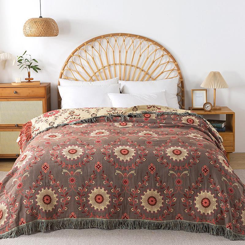 Green/brown blanket, double flower tassel, sofa blanket, double-sided blanket, pure cotton 150x200cm
Green/brown blanket, double flower tassel, sofa blanket, double-sided blanket, pure cotton 150x200cm