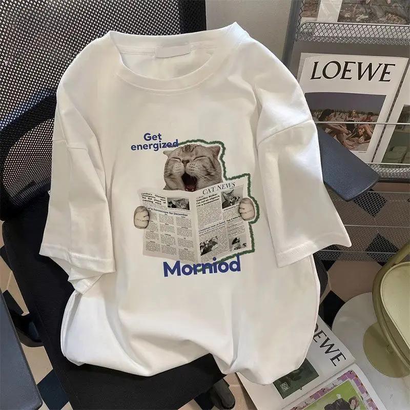Two-tone Short-sleeved T-shirt with Energetic Morning Cat Print Graphic Aesthetic Clothes Summer Streetwear Women Clothing 3XL
Two-tone Short-sleeved T-shirt with Energetic Morning Cat Print Graphic Aesthetic Clothes Summer Streetwear Women Clothing 3XL