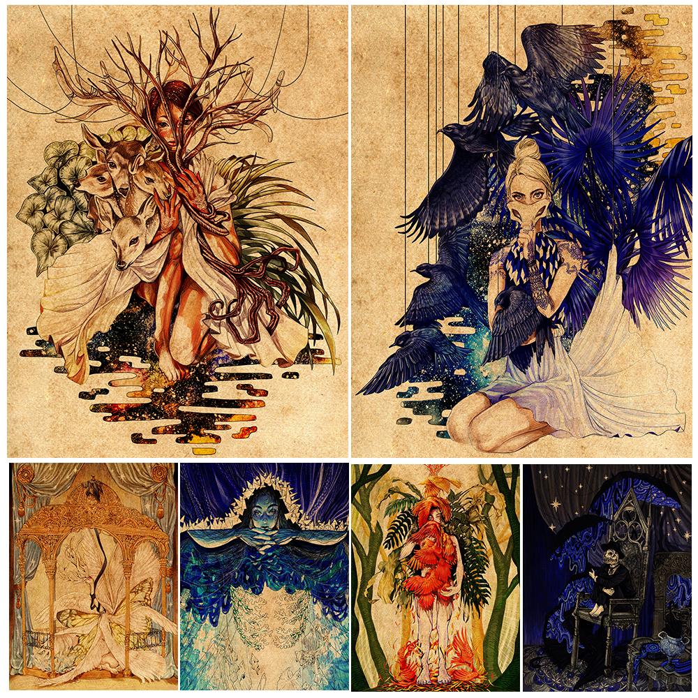 Фэнтези сюрреалистическая девушка мечты Ретро настенная живопись на холсте Картина Земля Птица Дерево Фэнтези Лес Смерть Искусство Плакат 
Фэнтези сюрреалистическая девушка мечты Ретро настенная живопись на холсте Картина Земля Птица Дерево Фэнтези Лес Смерть Искусство Плакат