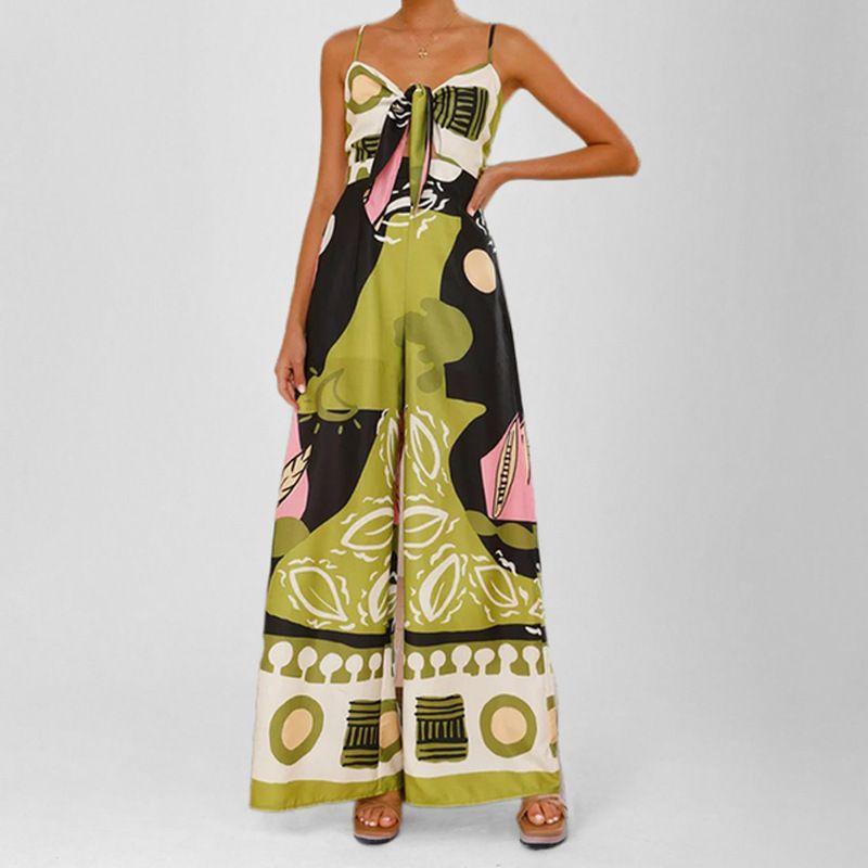 2025 Принтованный комбинезон-майка с широкими прямыми штанинами Green S
2025 Принтованный комбинезон-майка с широкими прямыми штанинами Green S