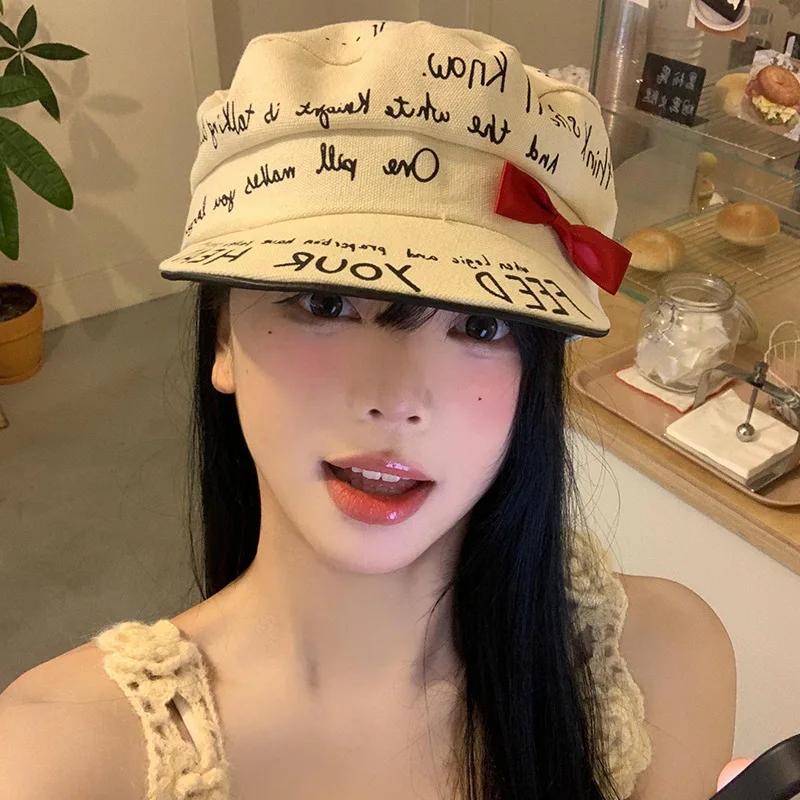Korean Bow Script Punk Beret - Summer Flat Newsboy Cap for Women Oversized Head Alt Indie Gothic One Size
Korean Bow Script Punk Beret - Summer Flat Newsboy Cap for Women Oversized Head Alt Indie Gothic One Size