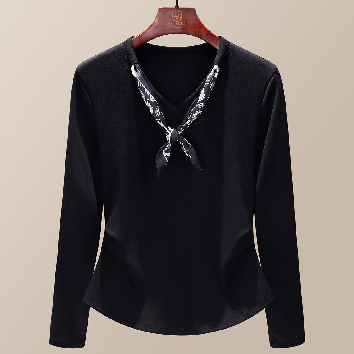 Pure Cotton Silk Scarf V-neck Slimming Women s T-shirt - Mature Style, Long Sleeve, Spring/Autumn Design. 3XL чёрный
Pure Cotton Silk Scarf V-neck Slimming Women s T-shirt - Mature Style, Long Sleeve, Spring/Autumn Design. 3XL чёрный