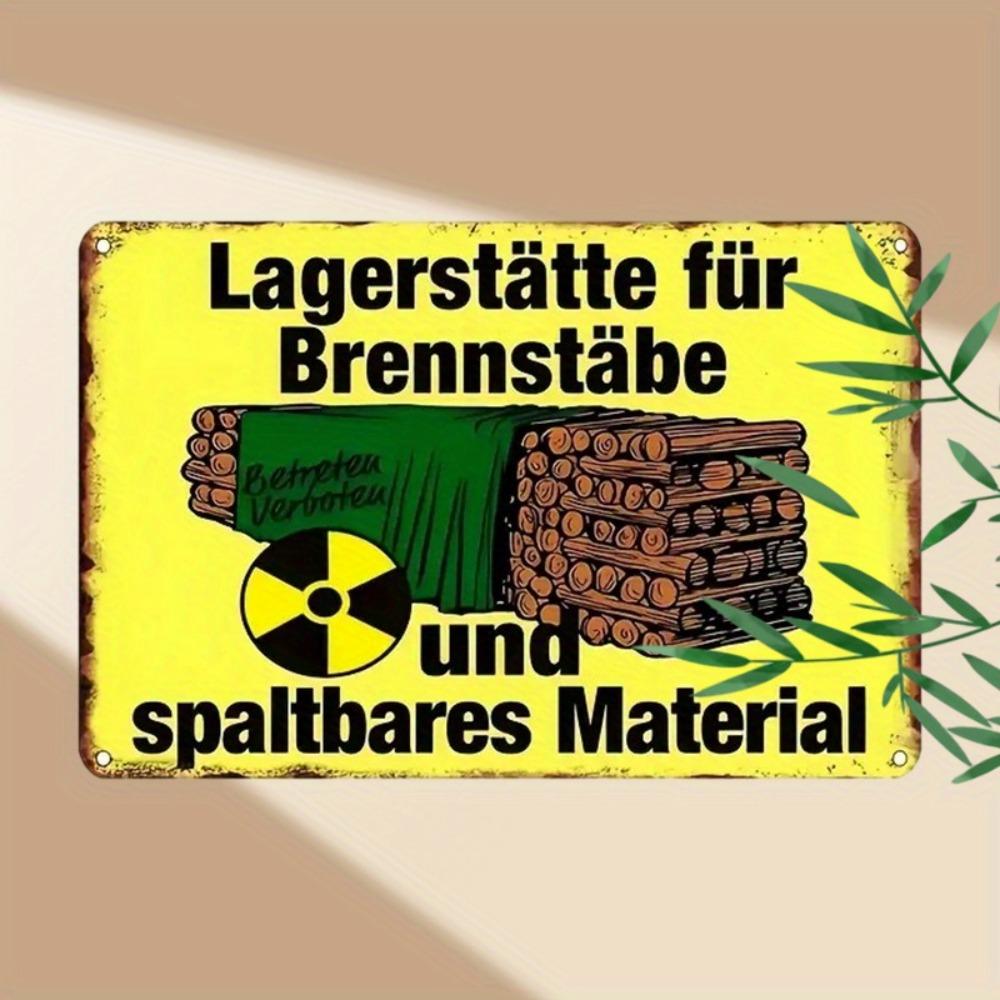 Vintage Nuclear Fuel Storage Tin Sign - 12x8 German Text & Bamboo Leaf, Retro Industrial Home Bar Decor, Gift, 1pc 30x20cm
Vintage Nuclear Fuel Storage Tin Sign - 12x8 German Text & Bamboo Leaf, Retro Industrial Home Bar Decor, Gift, 1pc 30x20cm