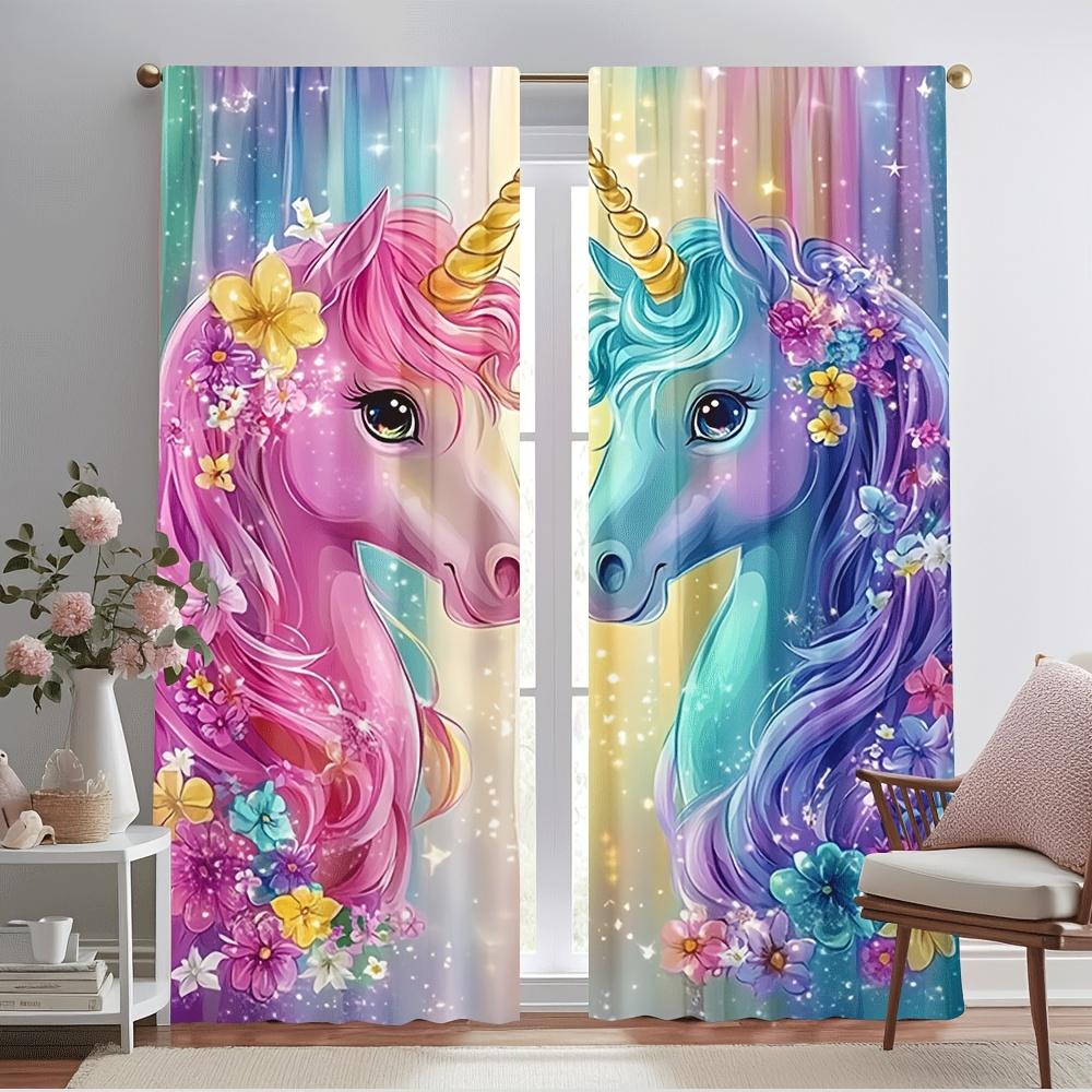 Set Of 2 Unicorn Dreams Door Curtains Vibrant Floral Design Semi Translucent Polyester Bedroom Living Room Decor Curtain With Rod Pocket Ideal For W100*H70(CM)-Grommet top&2PCS
Set Of 2 Unicorn Dreams Door Curtains Vibrant Floral Design Semi Translucent Polyester Bedroom Living Room Decor Curtain With Rod Pocket Ideal For W100*H70(CM)-Grommet top&2PCS