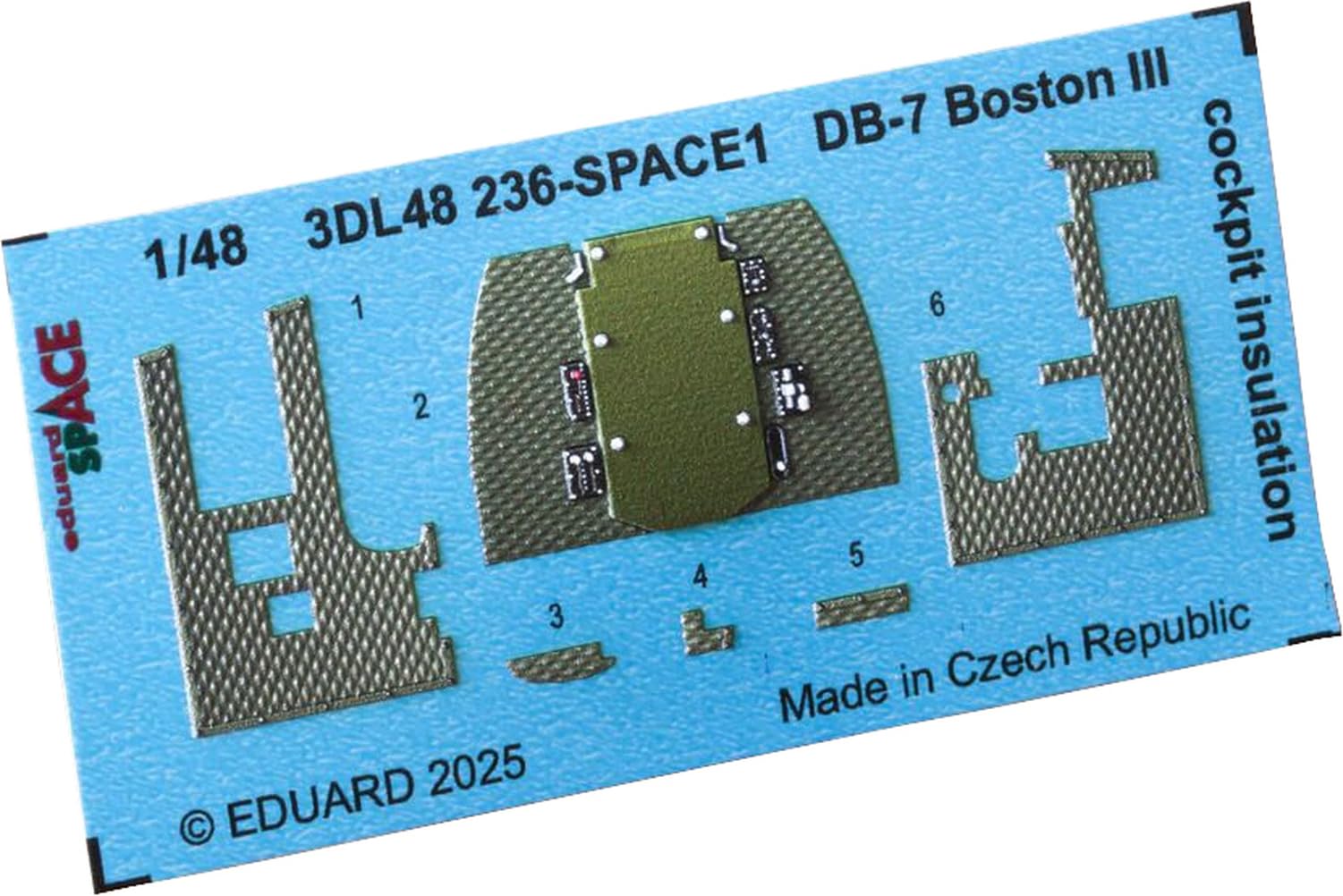 Eduard 1/48 Space DB-7B Boston III Кабина Тепло- и звукоизоляция 3D декаль (для HK Models) Декаль для пластиковой модели EDU3DL48236 (Самолет)
Eduard 1/48 Space DB-7B Boston III Кабина Тепло- и звукоизоляция 3D декаль (для HK Models) Декаль для пластиковой модели EDU3DL48236 (Самолет)