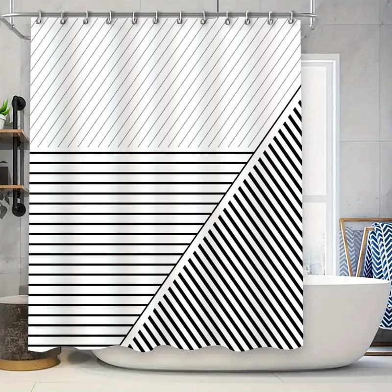 Shower Curtain Liner Waterproof Fabric Bathroom Decor Modern Farmhouse Coastal Chic Black And White Striped Pattern Washable Hom W60H190(CM)-1 Pcs
Shower Curtain Liner Waterproof Fabric Bathroom Decor Modern Farmhouse Coastal Chic Black And White Striped Pattern Washable Hom W60H190(CM)-1 Pcs