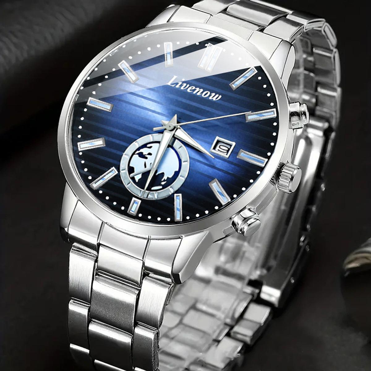 Men Watch Water Diamond Luxury Calendar Quartz Movement Stainless Steel Fashion Business Watch синій/срібний
Men Watch Water Diamond Luxury Calendar Quartz Movement Stainless Steel Fashion Business Watch синій/срібний
