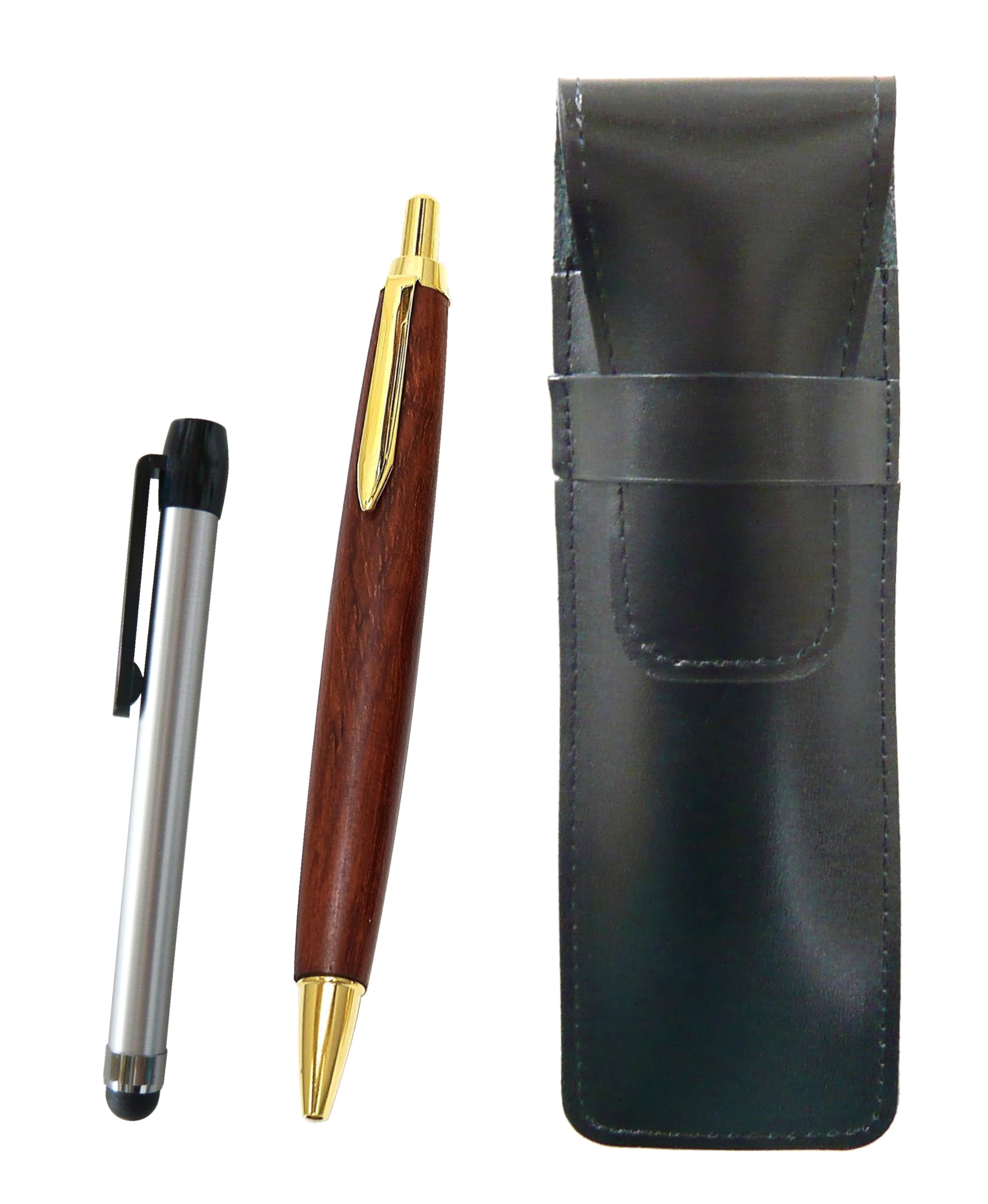 2 Pack Slim Cowhide Pencil Case Black Metal Touch Bar Silver and Brown Wooden Shaft Retro Ballpoint Pen Set ASB-ALST-HS48S-2
2 Pack Slim Cowhide Pencil Case Black Metal Touch Bar Silver and Brown Wooden Shaft Retro Ballpoint Pen Set ASB-ALST-HS48S-2