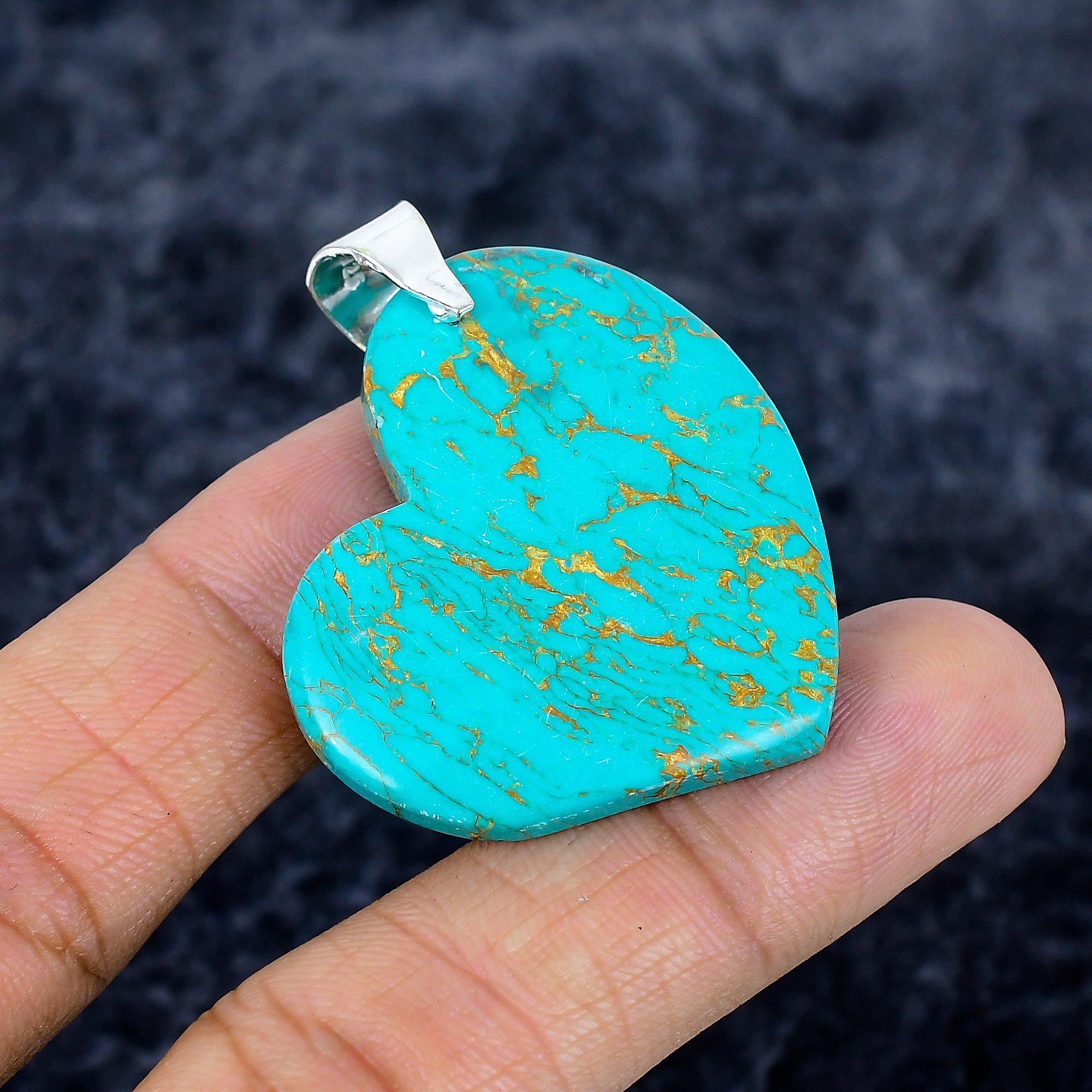 Copper Blue Turquoise Gemstone 925 Sterling Silver Jewelry Pendant 1.77 M-3351
Copper Blue Turquoise Gemstone 925 Sterling Silver Jewelry Pendant 1.77 M-3351