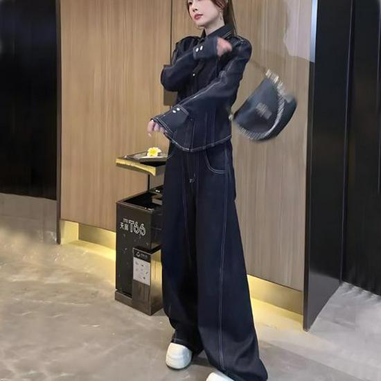 Women s Polo Collar Denim Suit - Spring/Autumn Long Sleeve Jacket & Wide Leg Pants Set S (Recommended for 40-48 kg)
Women s Polo Collar Denim Suit - Spring/Autumn Long Sleeve Jacket & Wide Leg Pants Set S (Recommended for 40-48 kg)