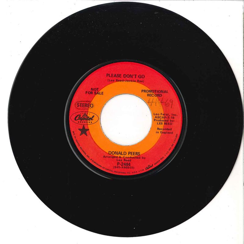 7inch Record DONALD PEERS - Please Don t Go / I ve Lost My Love P2484PROMO CAPITOL US Pop Used
7inch Record DONALD PEERS - Please Don t Go / I ve Lost My Love P2484PROMO CAPITOL US Pop Used