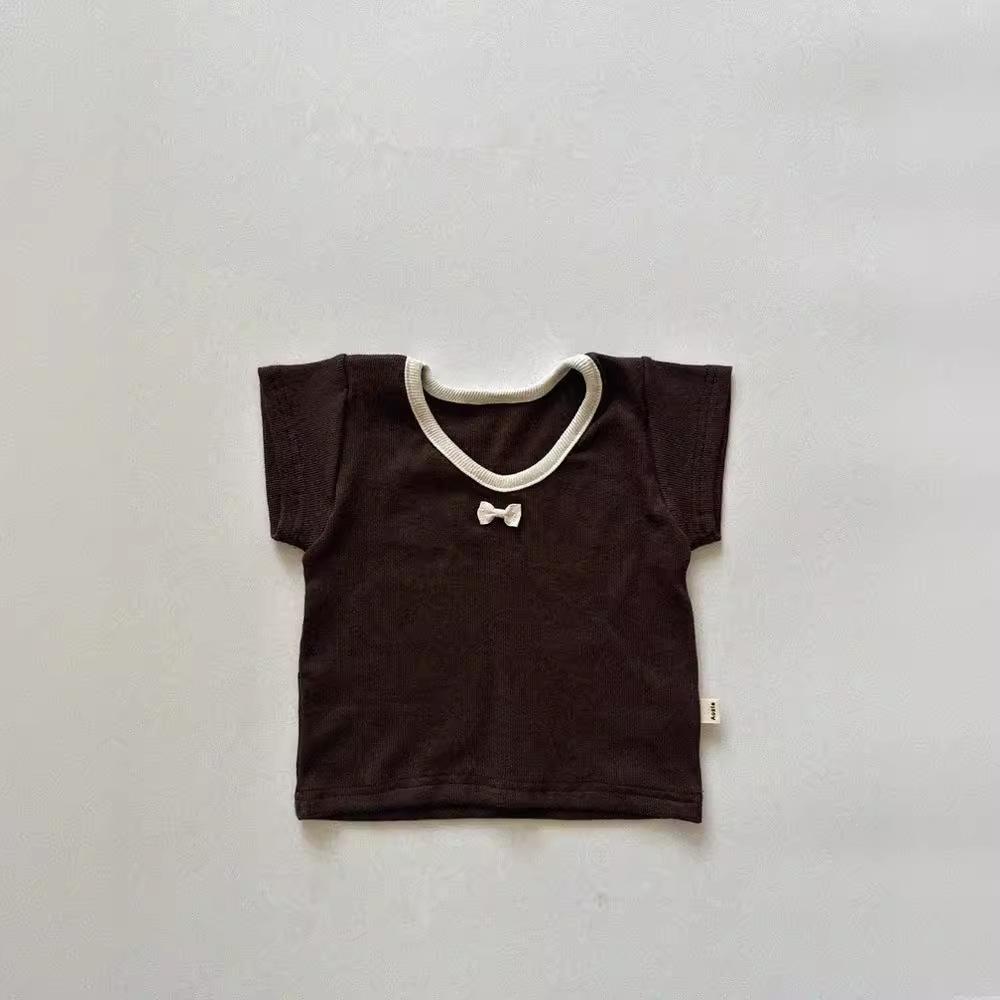 Летняя детская футболка с короткими рукавами и бантом для мальчиков и девочек, детские простые повседневные топы, детские удобные тонкие хлопковые футболки, универсальная футболка для младенцев 80 коричневый
Летняя детская футболка с короткими рукавами и бантом для мальчиков и девочек, детские простые повседневные топы, детские удобные тонкие хлопковые футболки, универсальная футболка для младенцев 80 коричневый