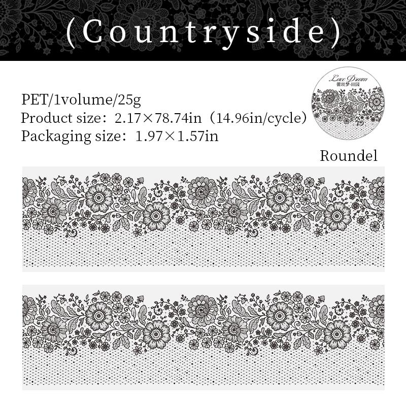 55mm*2m Black White Lace PET Tapes DIY Scrapbooking Junk Journal Aesthetics Decor Diary Collage Masking Tape Stationery Supplies
55mm*2m Black White Lace PET Tapes DIY Scrapbooking Junk Journal Aesthetics Decor Diary Collage Masking Tape Stationery Supplies
