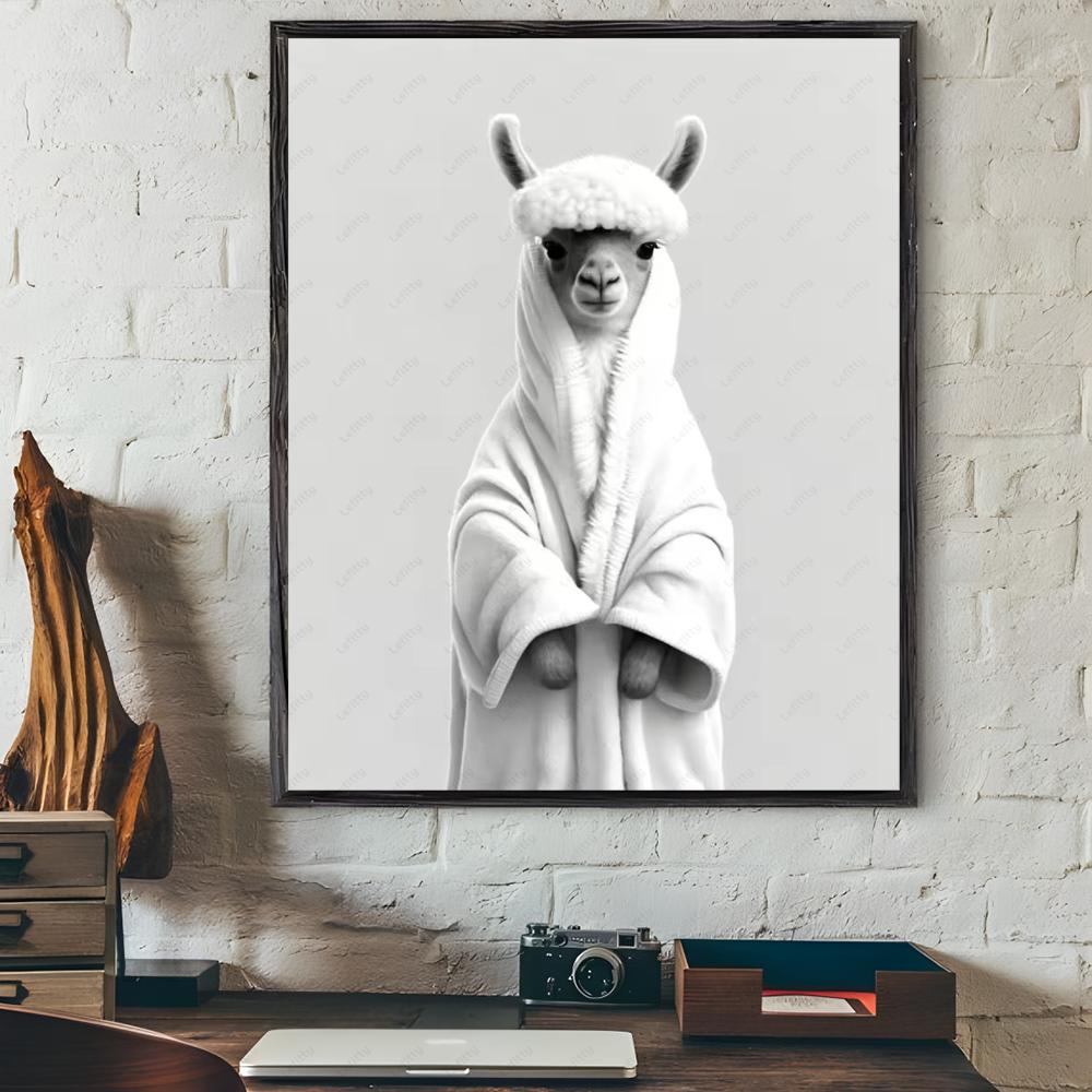 Альпака Олень Кошка Собака Панда Забавный Подарочный Плакат Липкая Настенная Художественная Печать Водонепроницаемый Дом Гостиная Спальня Бар Прихожая Эстетический Декор 21*30cm No Frame