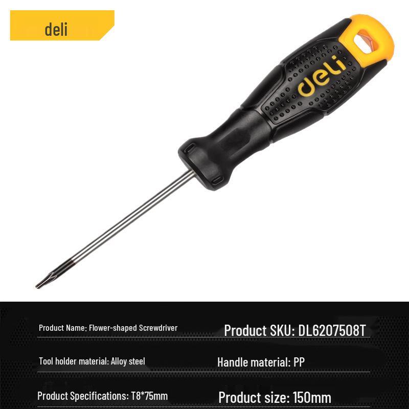 Star-Shaped Magnetic Tip Screwdriver with Flower Hole by Deli Tools
Star-Shaped Magnetic Tip Screwdriver with Flower Hole by Deli Tools