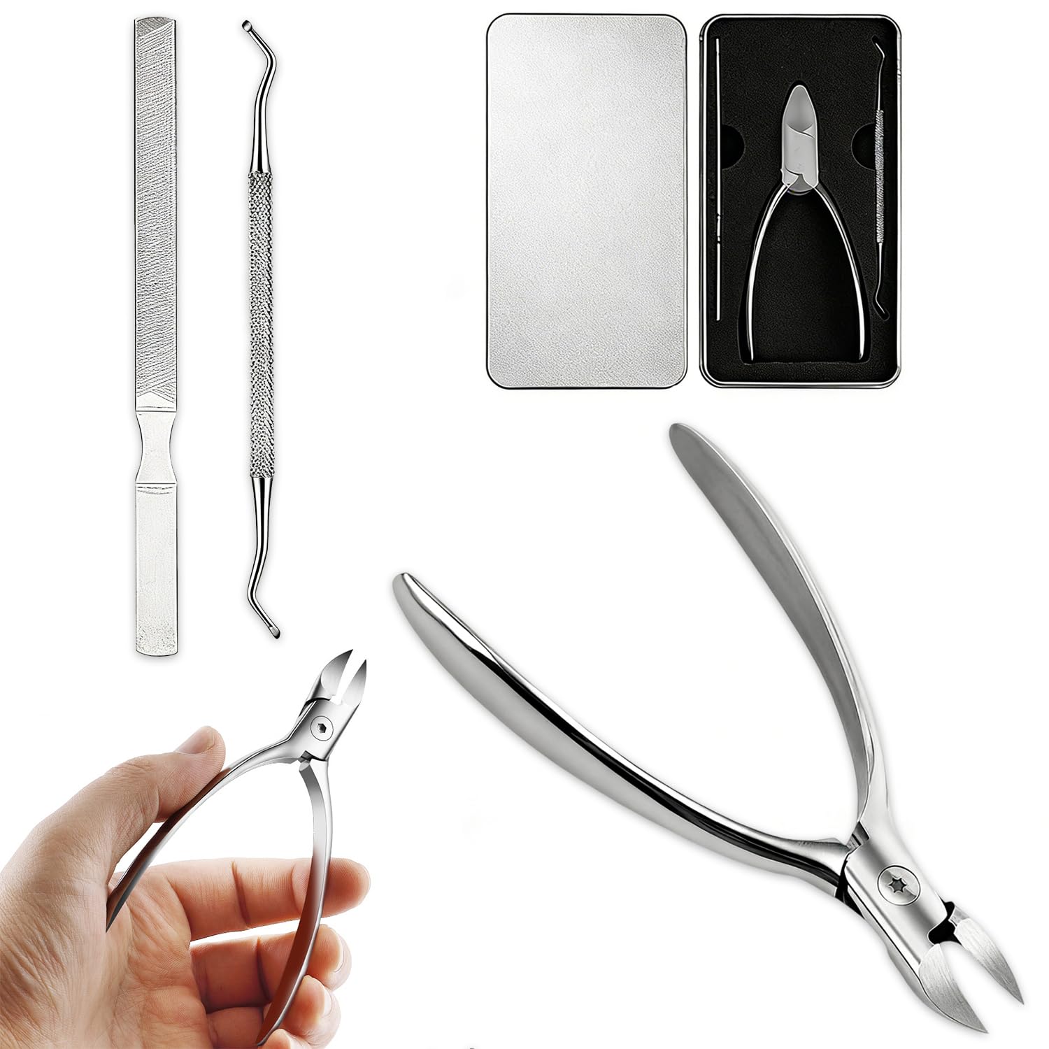LIKENNY Stainless Steel Nail Clippers Nippers for Ingrown Thickened and Cuticles with Storage Case & Toenails, Nails, - Self-Nail Care, Unisex,
LIKENNY Stainless Steel Nail Clippers Nippers for Ingrown Thickened and Cuticles with Storage Case & Toenails, Nails, - Self-Nail Care, Unisex,