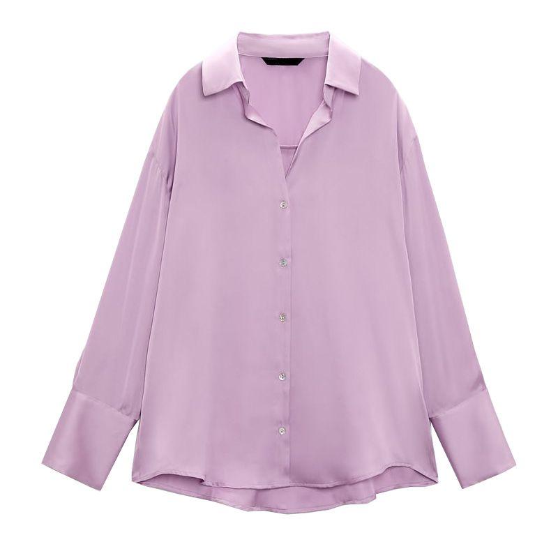 Autumn New Loose Long-Sleeved Drape Shirt Satin Lavender L
Autumn New Loose Long-Sleeved Drape Shirt Satin Lavender L