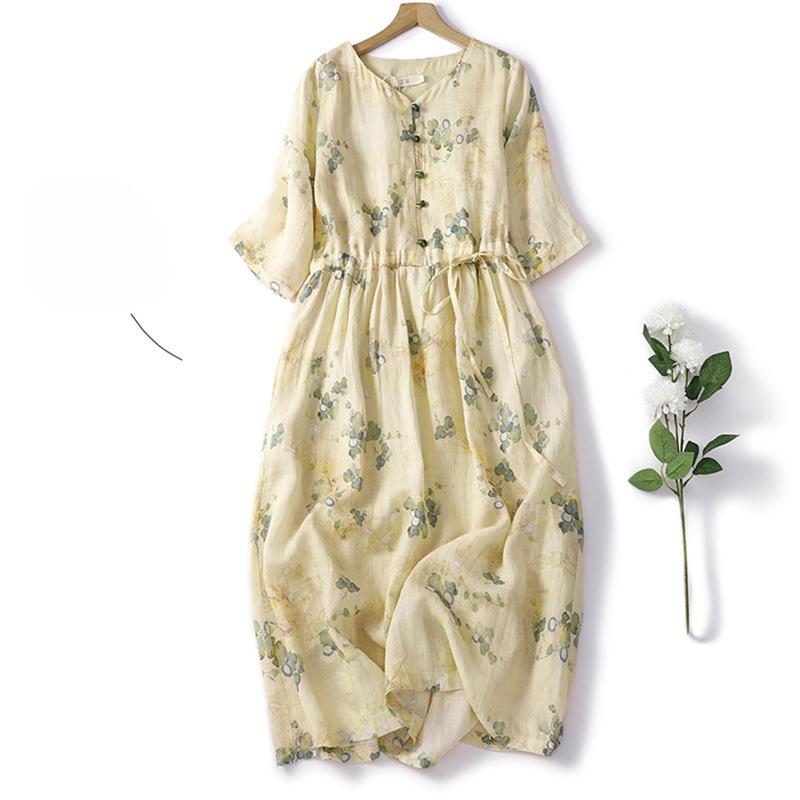 Five Quarter Sleeve Printed Waist Cinching Temperament Long Cotton and Linen Women s Dress M жёлтый
Five Quarter Sleeve Printed Waist Cinching Temperament Long Cotton and Linen Women s Dress M жёлтый