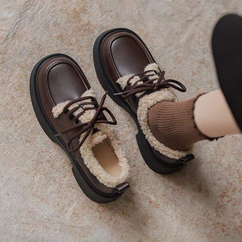 Soft-soled velvet small leather shoes women s British style 2025 autumn and winter new lace-up single shoes platform loafers thermal cotton shoes 40
Soft-soled velvet small leather shoes women s British style 2025 autumn and winter new lace-up single shoes platform loafers thermal cotton shoes 40