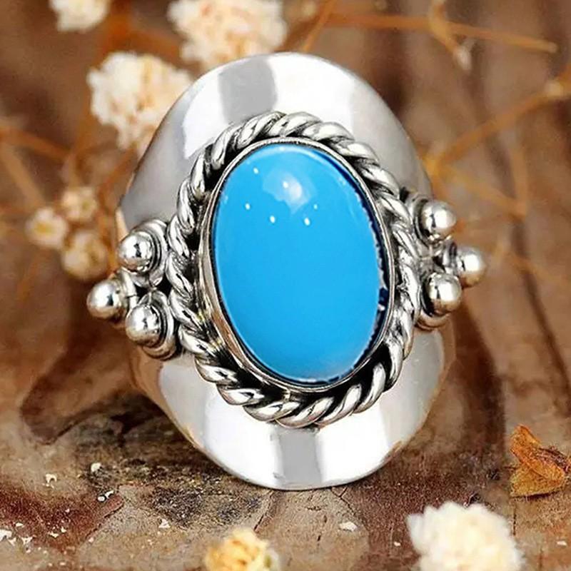 European and American Retro Imitation Turquoise Hollow Ring Appears White Trendy and Niche Design No. 10
European and American Retro Imitation Turquoise Hollow Ring Appears White Trendy and Niche Design No. 10