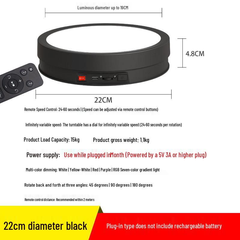Multi-Functional LED Turntable: Remote-Controlled, Color-Changing Rotating Display Stand for Live Streaming and E-commerce Photography *
Multi-Functional LED Turntable: Remote-Controlled, Color-Changing Rotating Display Stand for Live Streaming and E-commerce Photography *