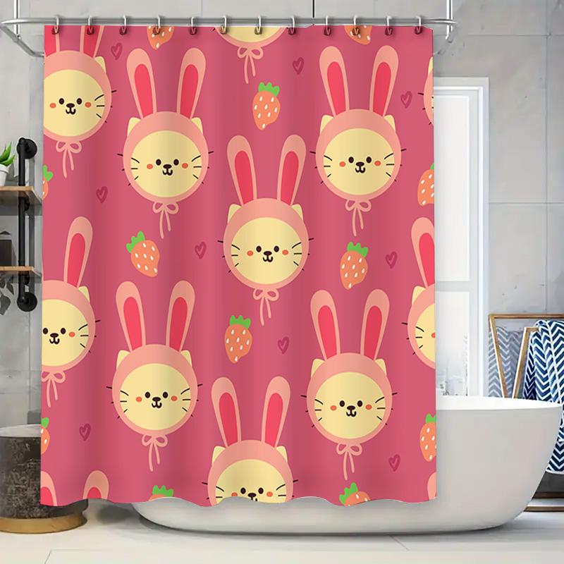 Cute Cartoon Bunny Rabbit Design Shower Curtain For Bathroom Decor Home Supplies Accessories Pink Color With Strawberry Heart Pa W60H190(CM)-1 Pcs
Cute Cartoon Bunny Rabbit Design Shower Curtain For Bathroom Decor Home Supplies Accessories Pink Color With Strawberry Heart Pa W60H190(CM)-1 Pcs