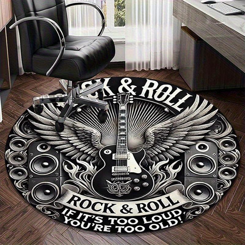 Rock Music Winged Guitar Round Rug, Black White Non-Slip Mat for Music Room Office Decor, Vintage Statement Carpet Diameter 60cm
Rock Music Winged Guitar Round Rug, Black White Non-Slip Mat for Music Room Office Decor, Vintage Statement Carpet Diameter 60cm