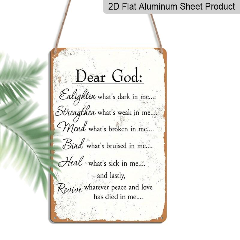 2D Flat, 1pc Vintage Dear God Prayer Aluminium Sign - 8 x12 Rustic Christian & Spiritual Home Decor, Religious Healing Wall Art, Perfect Gift for 20*30cm
2D Flat, 1pc Vintage Dear God Prayer Aluminium Sign - 8 x12 Rustic Christian & Spiritual Home Decor, Religious Healing Wall Art, Perfect Gift for 20*30cm