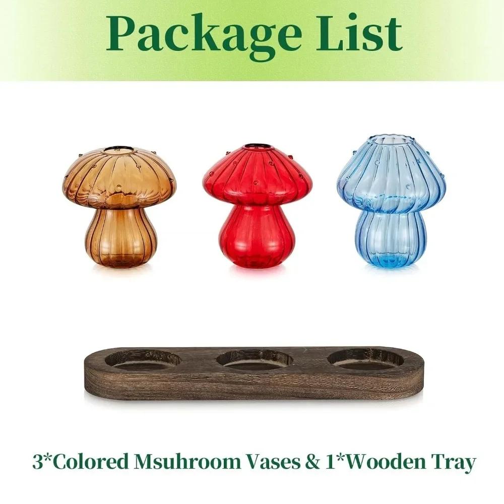 3/5Pcs Glass Colorful Plant Mushroom Vase Hydroponic Plant Flower Arrangement for Home Office Decor with Wooden Stand
3/5Pcs Glass Colorful Plant Mushroom Vase Hydroponic Plant Flower Arrangement for Home Office Decor with Wooden Stand