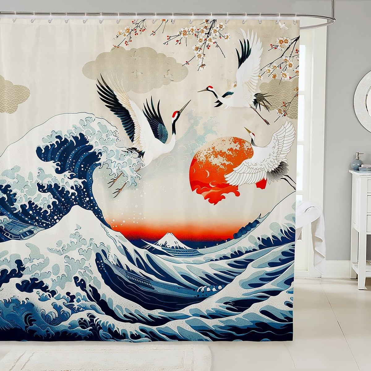 Japanese Wave Shower Curtain Kids Cherry Blossoms Bathroom Shower Curtain Set For Boys Girls Japanese Ukiyoe Theme Home Decor W60H190(CM)-1 Pcs
Japanese Wave Shower Curtain Kids Cherry Blossoms Bathroom Shower Curtain Set For Boys Girls Japanese Ukiyoe Theme Home Decor W60H190(CM)-1 Pcs