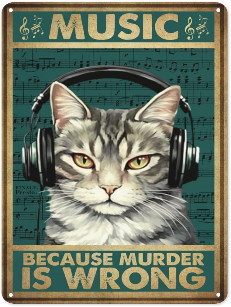 Retro Music Because Murder Is Wrong Metal Tin Sign Vintage Funny Black Tin Sign Wall Art Decor for Home Bathroom Bedroom Cafe aluminum 20x30cm
Retro Music Because Murder Is Wrong Metal Tin Sign Vintage Funny Black Tin Sign Wall Art Decor for Home Bathroom Bedroom Cafe aluminum 20x30cm