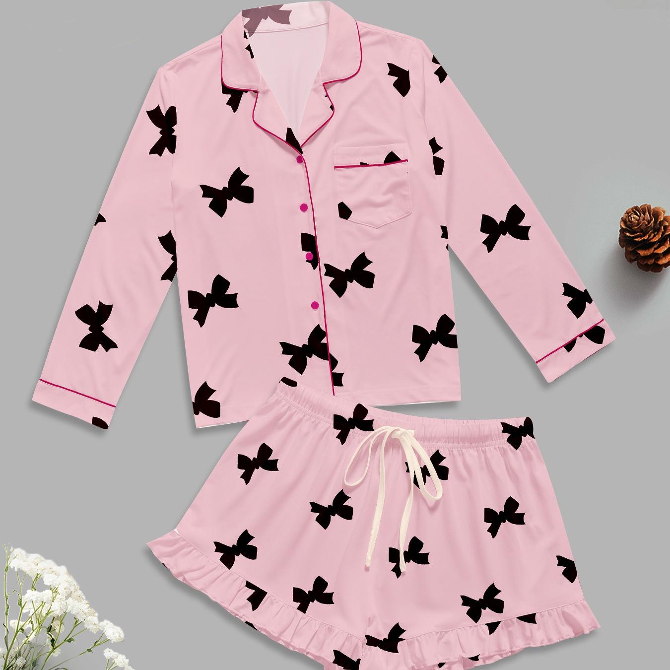 Women s Long Sleeve Pajamas with Bowknot - European and American Style Home Wear Small світло-рожевий колір
Women s Long Sleeve Pajamas with Bowknot - European and American Style Home Wear Small світло-рожевий колір