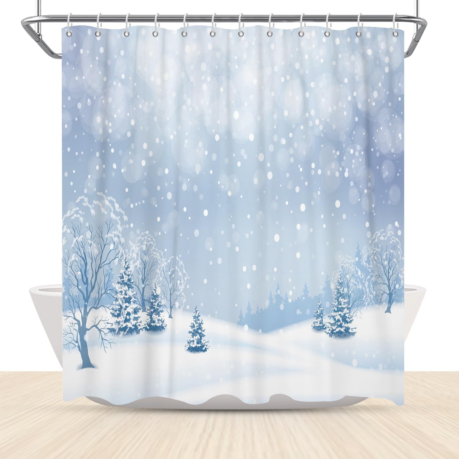 Winter Scene Shower Curtain Christmas Snowflake Snowy Forest Pine Tree Winter Holiday Bathroom Curtain For Xmas New Year Decor W60H190(CM)-1 Pcs
Winter Scene Shower Curtain Christmas Snowflake Snowy Forest Pine Tree Winter Holiday Bathroom Curtain For Xmas New Year Decor W60H190(CM)-1 Pcs