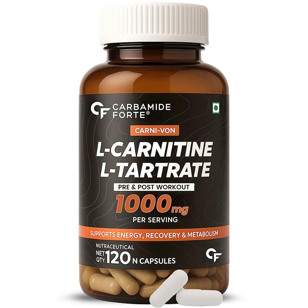 Carbamide Forte L Carnitine Capsules For Energy Support, Workout Endurance, Muscle Recovery And Active Lifestyle, 120 Capsules
Carbamide Forte L Carnitine Capsules For Energy Support, Workout Endurance, Muscle Recovery And Active Lifestyle, 120 Capsules