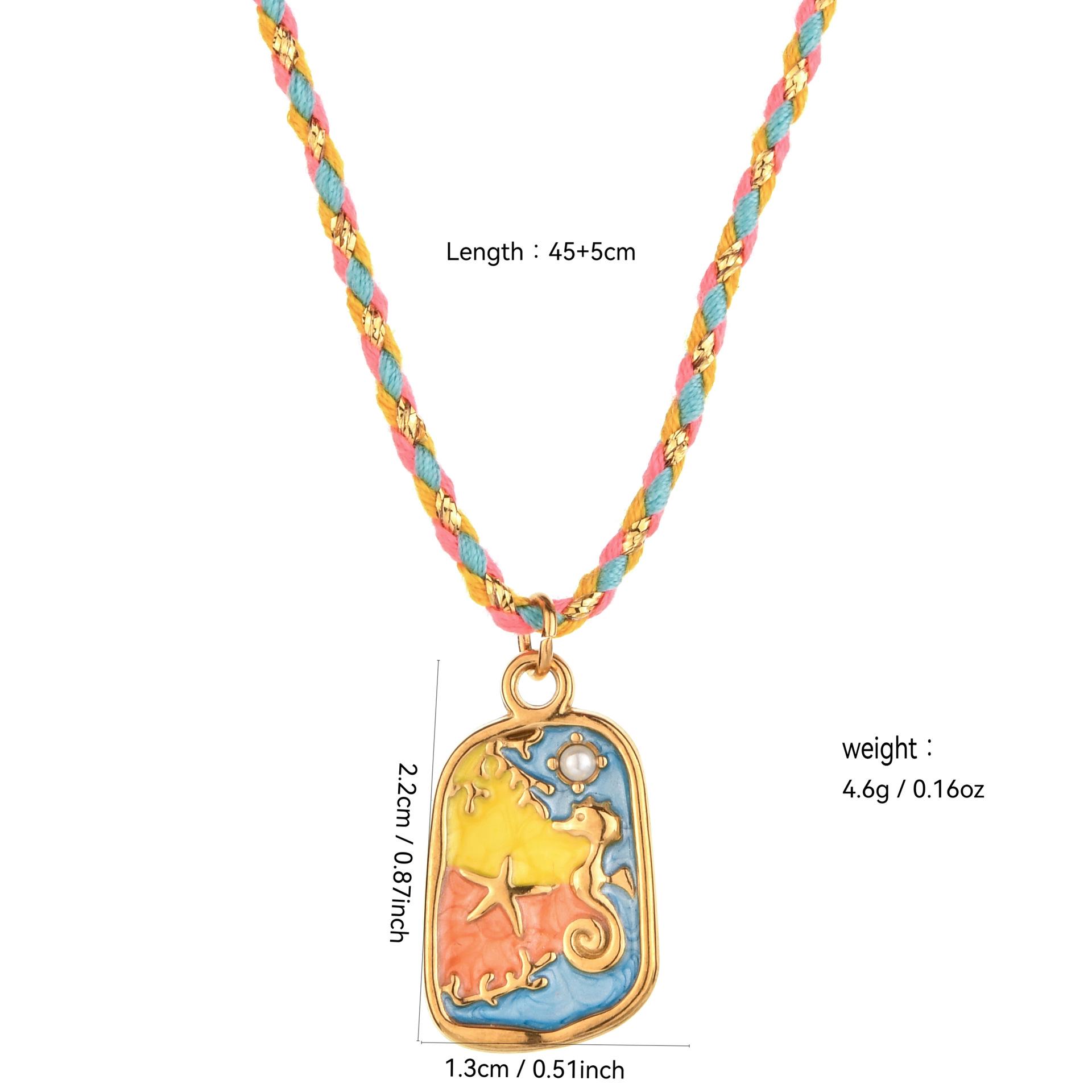 European & American Stainless Steel Ocean Square Pendant Necklace with Colorful Rope Chain for Women
European & American Stainless Steel Ocean Square Pendant Necklace with Colorful Rope Chain for Women