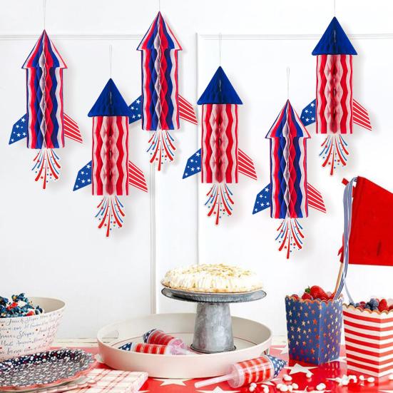 4th of July Rocket Honeycomb Decoration Patriotic Red White Blue Hanging Decor for Independence Day Memorial Day Veterans Party Favors B
4th of July Rocket Honeycomb Decoration Patriotic Red White Blue Hanging Decor for Independence Day Memorial Day Veterans Party Favors B