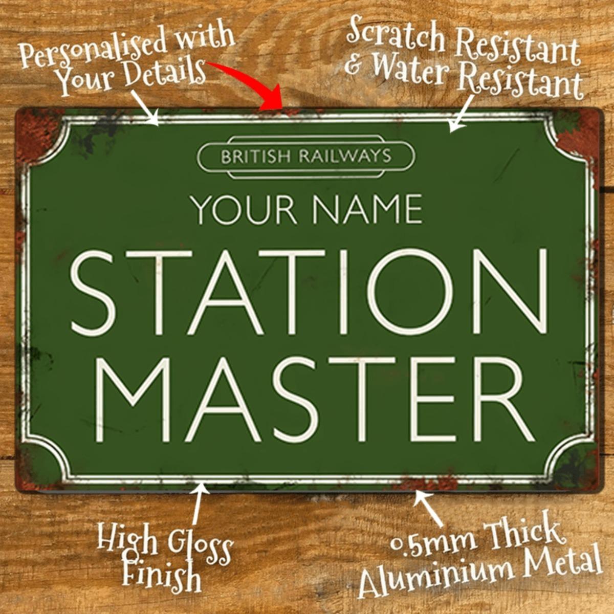 1Pc Water Resistant Custom British Railways Station Master Metal Sign - High Gloss Aluminum Wall Decor | Easy Mounting 20x30cm(7.8x11.8inch)
1Pc Water Resistant Custom British Railways Station Master Metal Sign - High Gloss Aluminum Wall Decor | Easy Mounting 20x30cm(7.8x11.8inch)