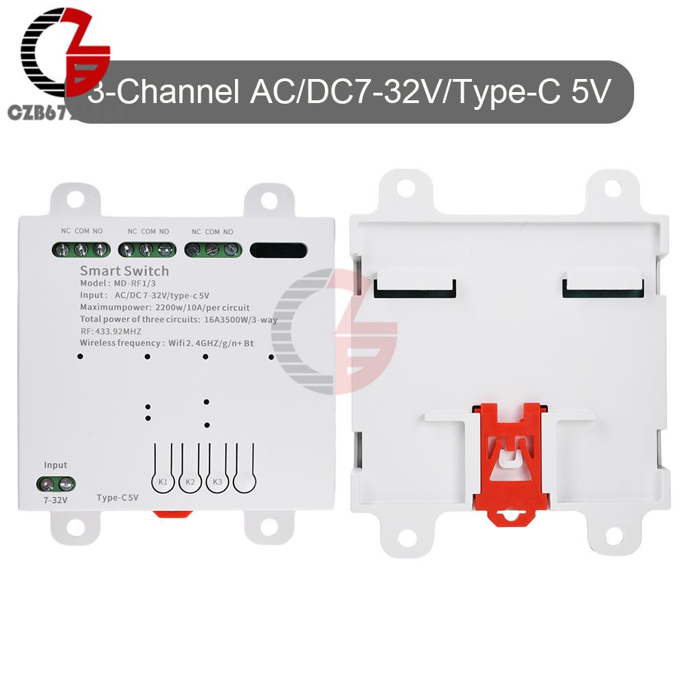 7V-32V/Type-C 5V 90-260V Smart Switch WiFi Bluetooth Relay Module 433MHz RF APP Remote Control Jog/Self-locking/Interlock Mode 7-32V 3CH
7V-32V/Type-C 5V 90-260V Smart Switch WiFi Bluetooth Relay Module 433MHz RF APP Remote Control Jog/Self-locking/Interlock Mode 7-32V 3CH
