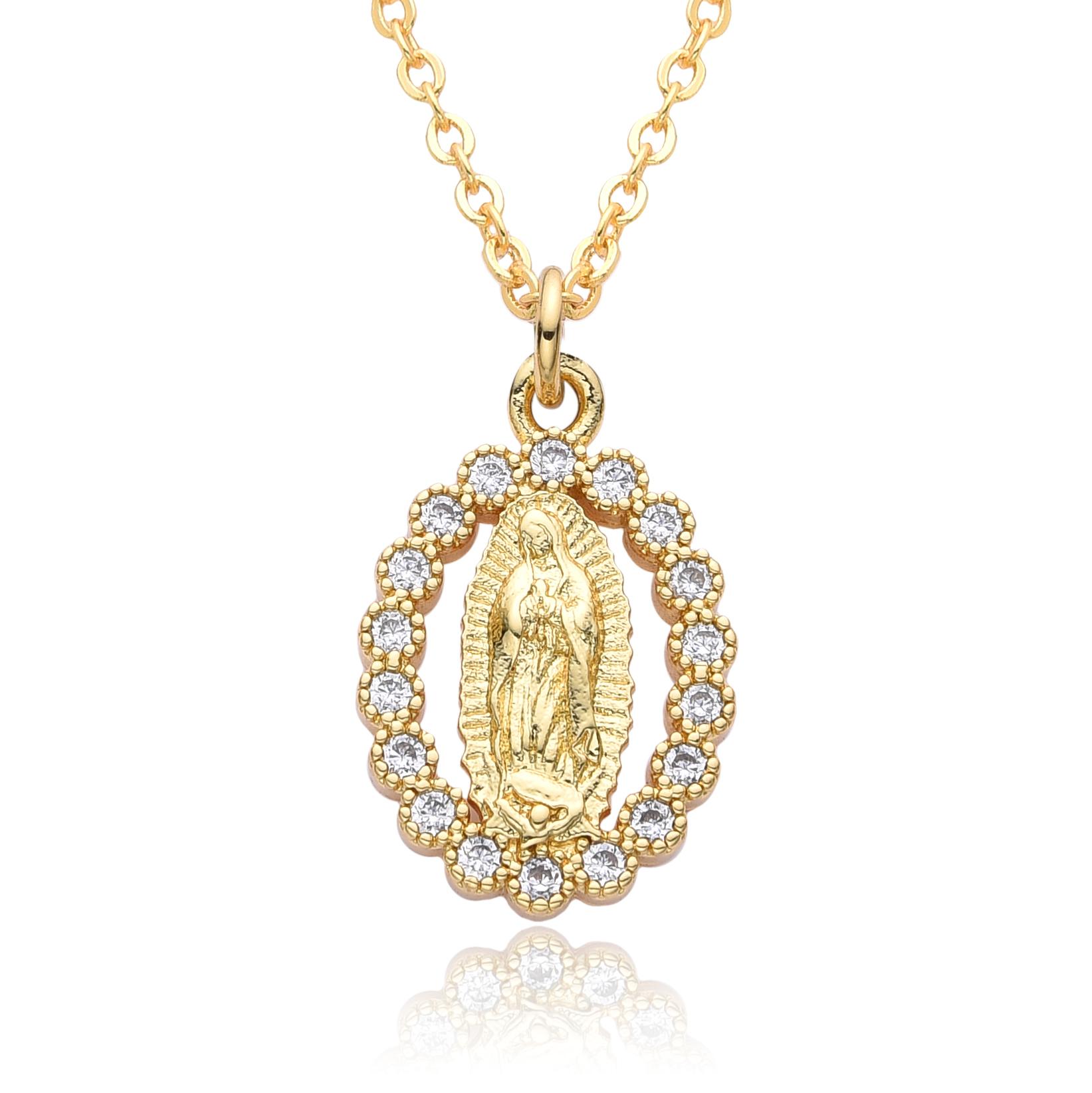 Gold Plated Virgin of Guadalupe Hollow Pendant Radiant . Jude with Zirconia Edges Medal Necklace Catholic Jewelry Gift Charms
Gold Plated Virgin of Guadalupe Hollow Pendant Radiant . Jude with Zirconia Edges Medal Necklace Catholic Jewelry Gift Charms